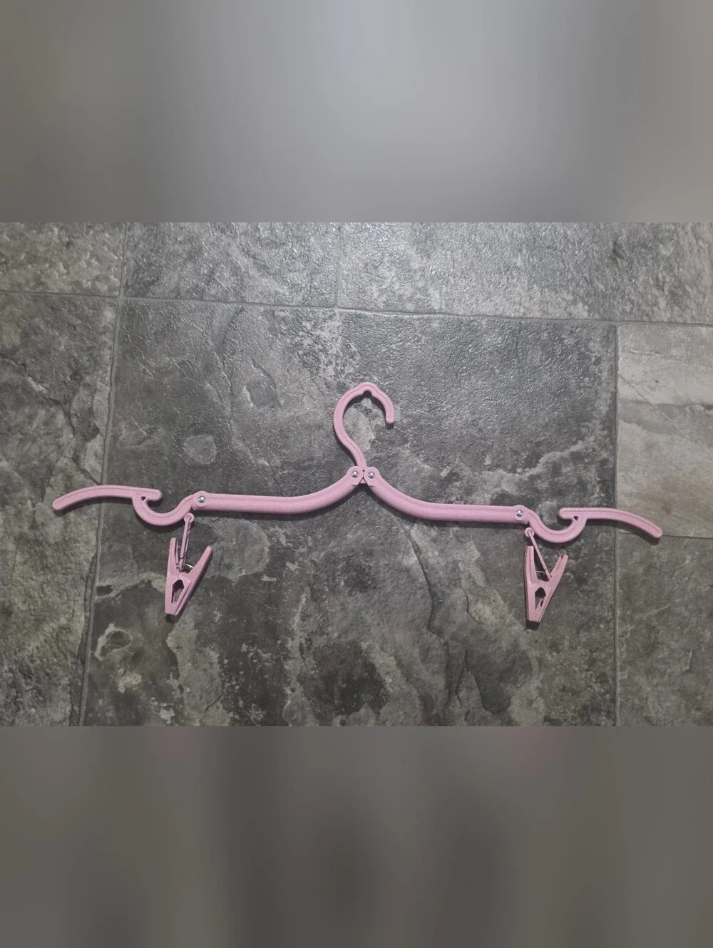 Travel Foldable Pink Plastic Hanger with Clips BNIB